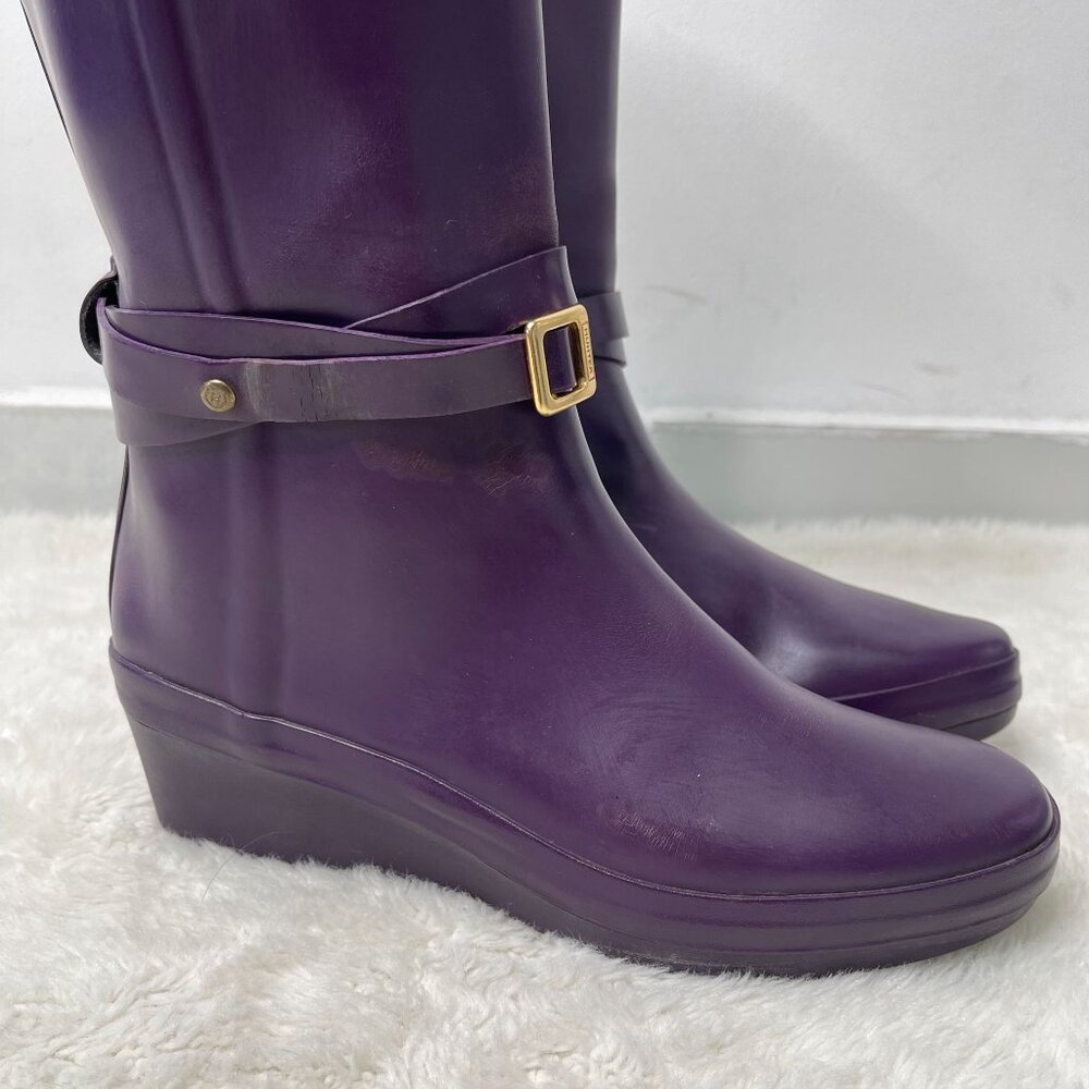 Hunter Women's Purple Andora Mid Calf Pull On Rain Boots Shoes Size 7 - Picture 7 of 16